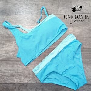 Aleumdr Ribbed One Shoulder Bikini Swimsuit Size 13-14Y